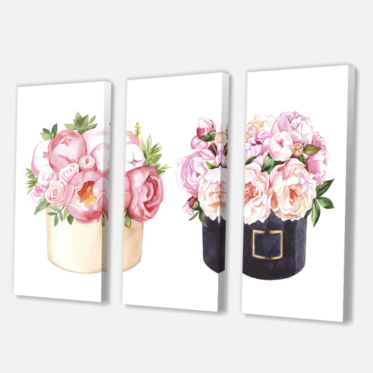 Designart - Flower Box With Peonies and Rose - Farmhouse Canvas Wall Art Print
